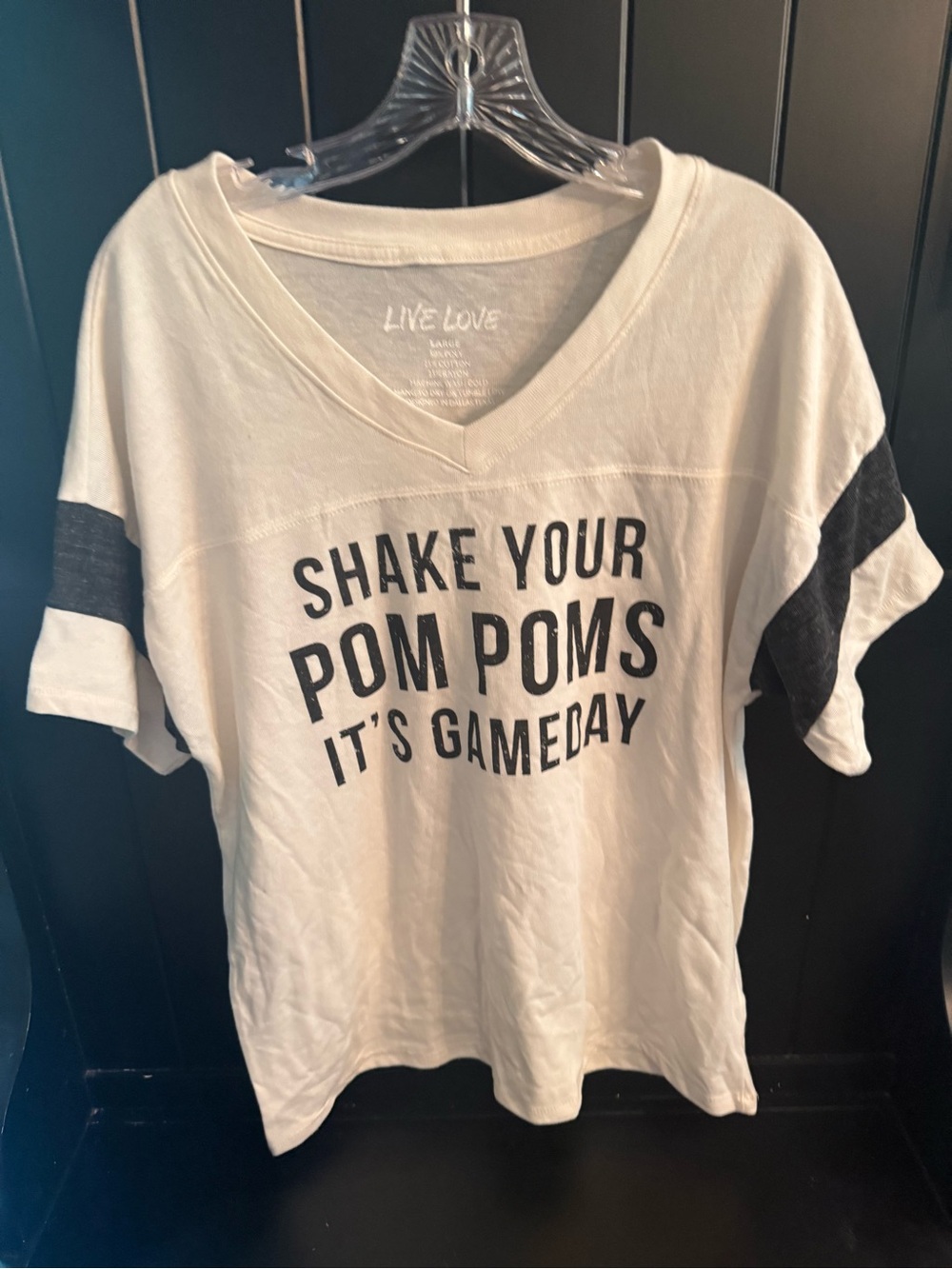 Cream and Black 'Shake Your Pom Poms' Game Day Tee